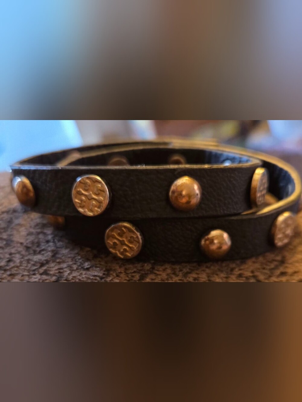 Tory Burch Inspired Black Leather Wrap Bracelet